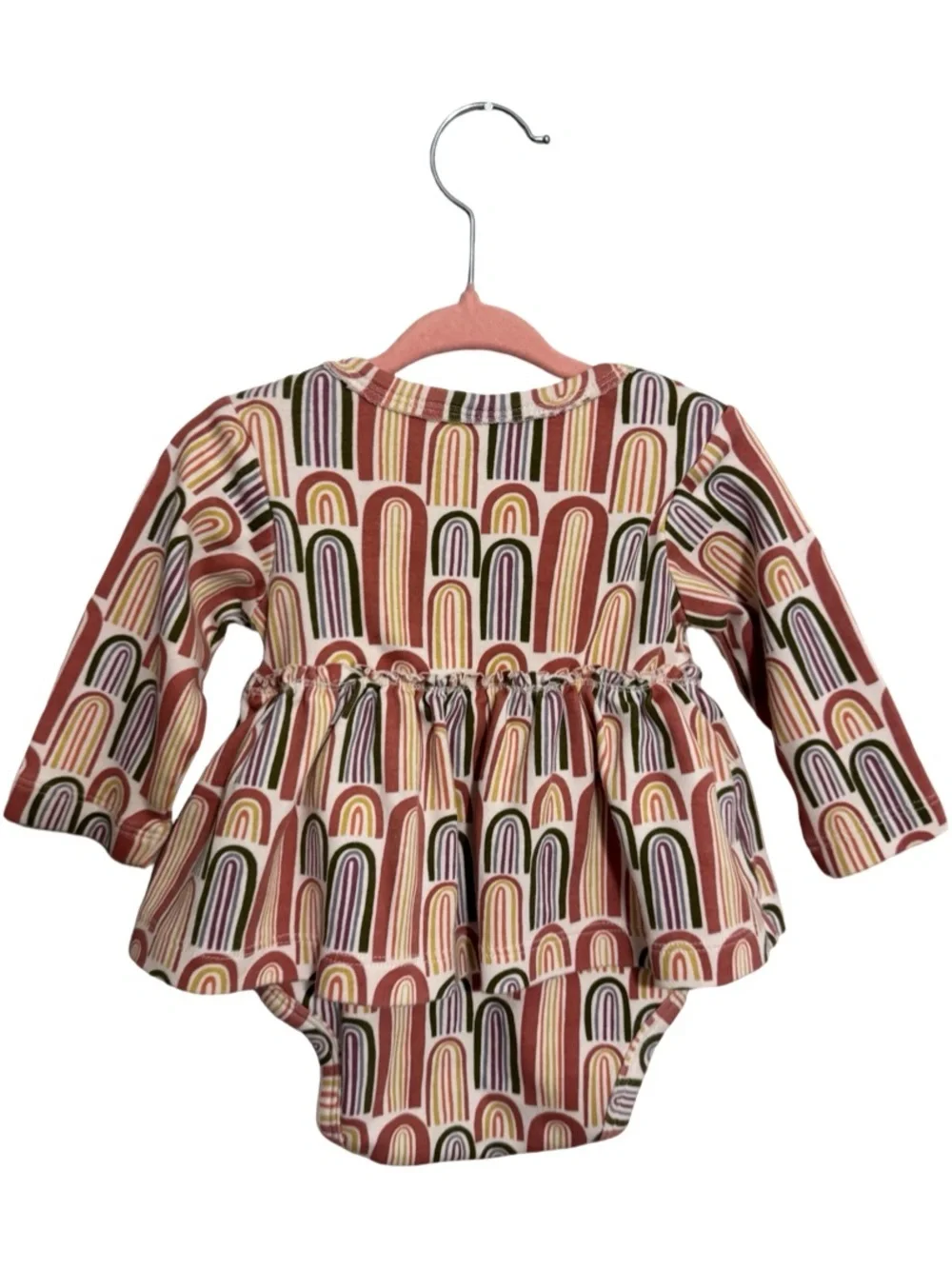 Kate Quinn Rainbow Bubble Skirt Bell Sleeve Dress 6-12 Months Organic Cotton